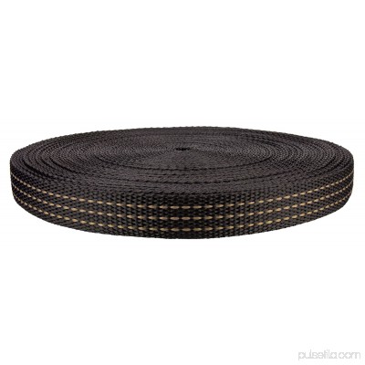 1 Inch Black with Chocolate Stripes Heavy Polypropylene (Polypro) Webbing Closeout